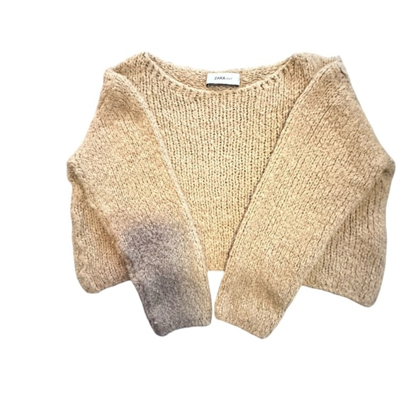Zara Light Brown Long Sleeve Crop Soft Knit Sweater sz S - Picture 2 of 7